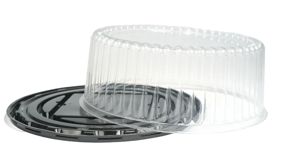 Bandeja Clear Redonda P/Bizcocho Base Negra
