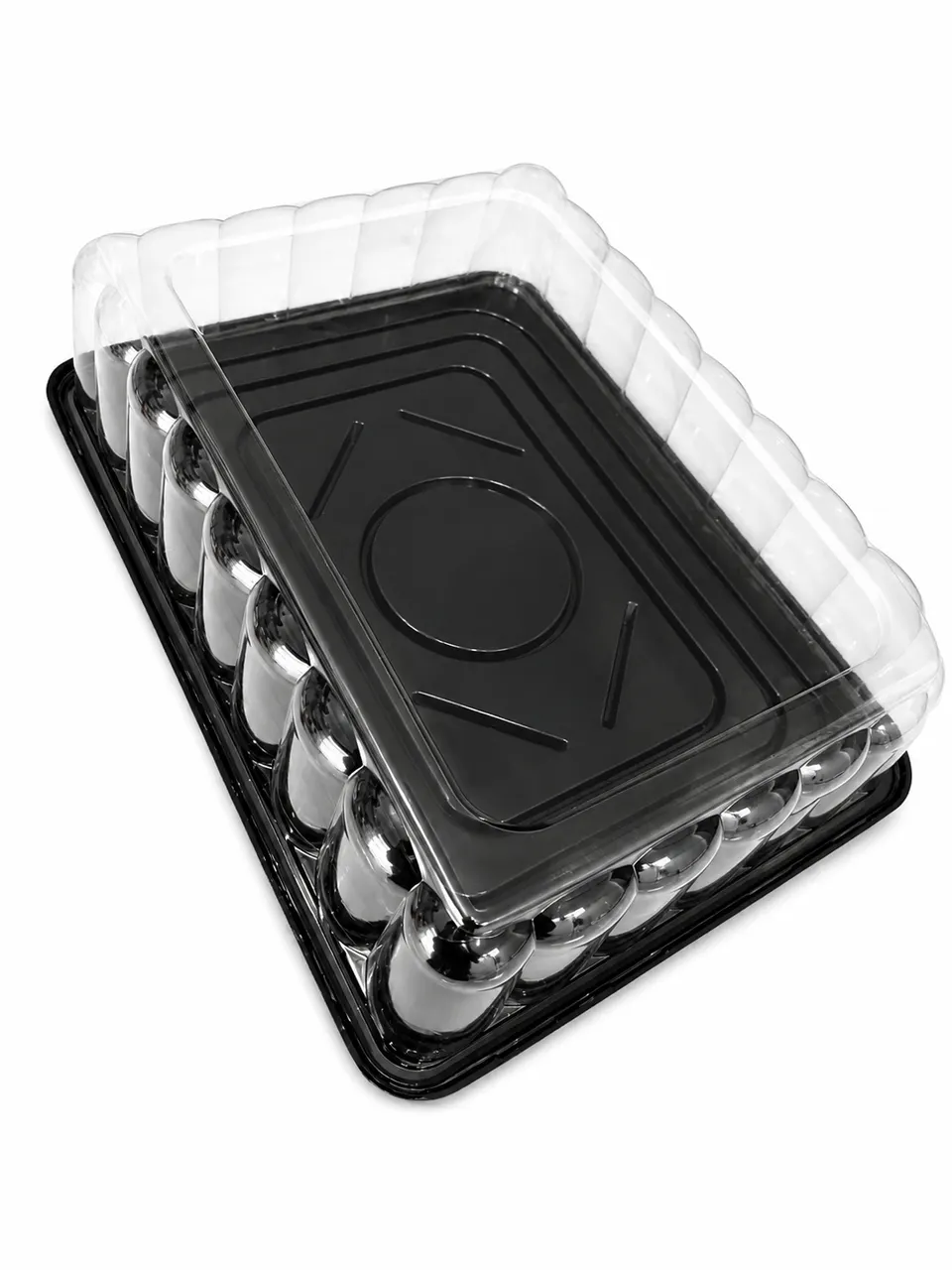 Bandeja Clear Rectangular P/Bizcocho Base Negra 2Lb