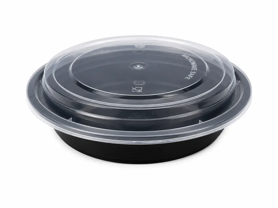 Contenedor Redondo Negro Con Tapa 24 Onzas
